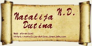 Natalija Dutina vizit kartica
